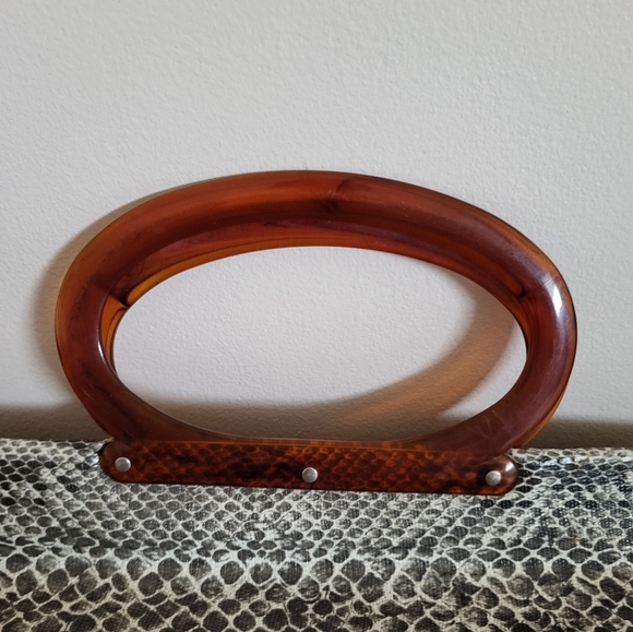 Vintage Snakeskin Foldable Vinyl Tote/Shopper Bag Dual Top Handles - Picture 5 of 7